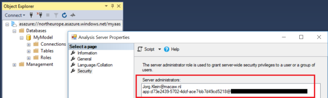 Azure Analysis Services Server administrators